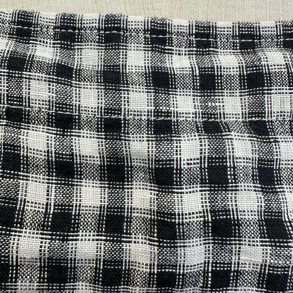 Quince European Linen Square Neck Jumpsuit in‎ Khaki/Black Gingham Medium NWT - Picture 8 of 16
